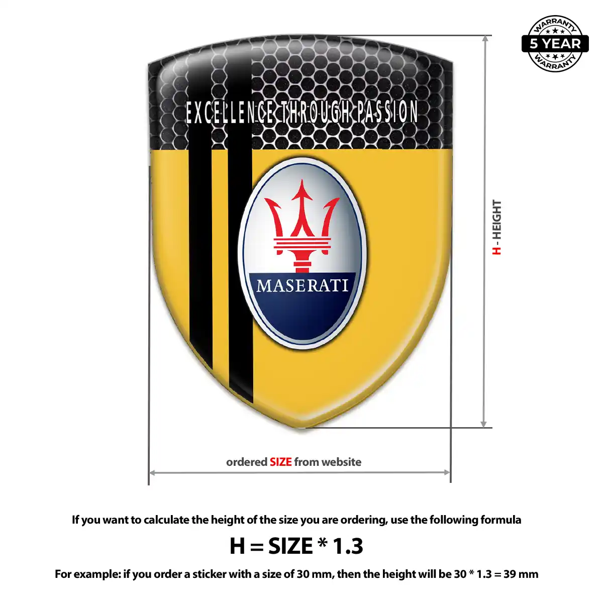 Maserati Resin Domed Sticker Refined Design