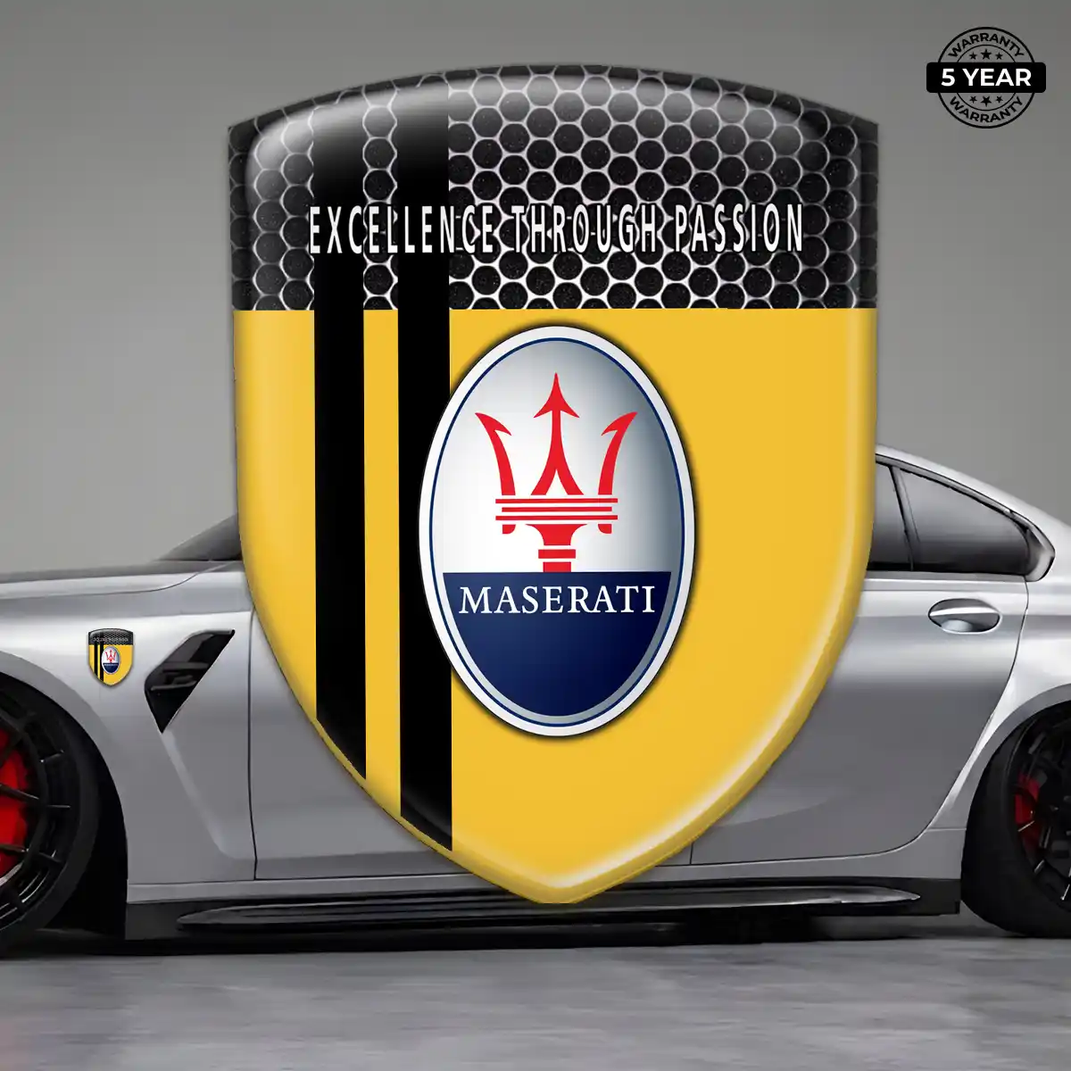 Maserati Resin Domed Sticker Refined Design