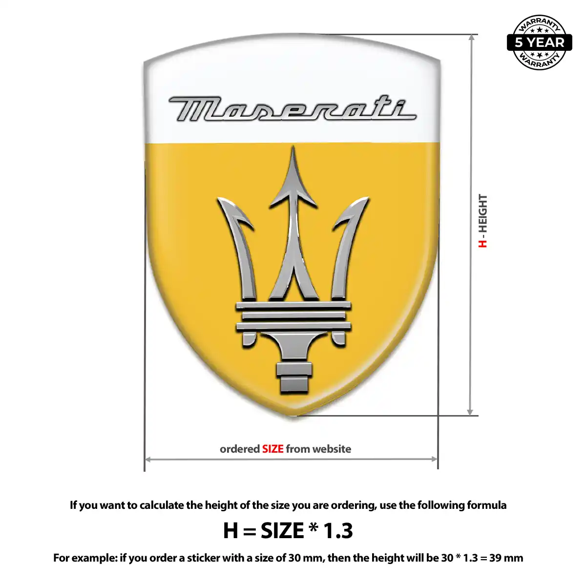 Maserati Resin Domed Sticker Sleek Style