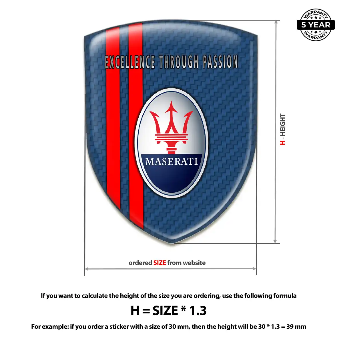 Maserati Resin Domed Sticker Superior Craft