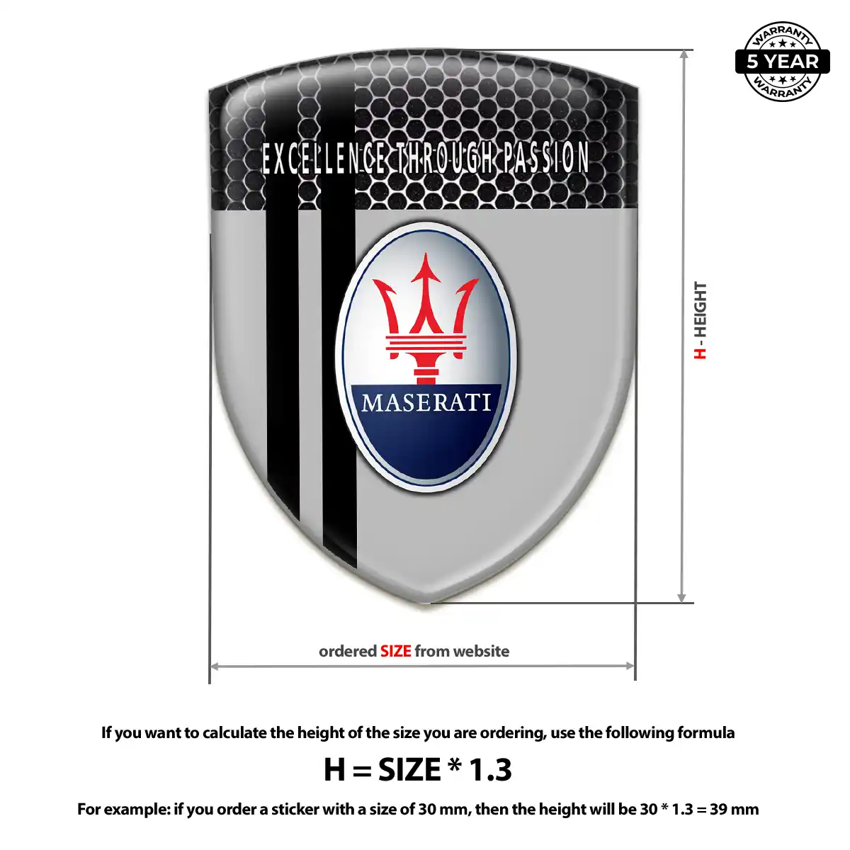 Maserati Resin Emblem Sticker Elite Finish
