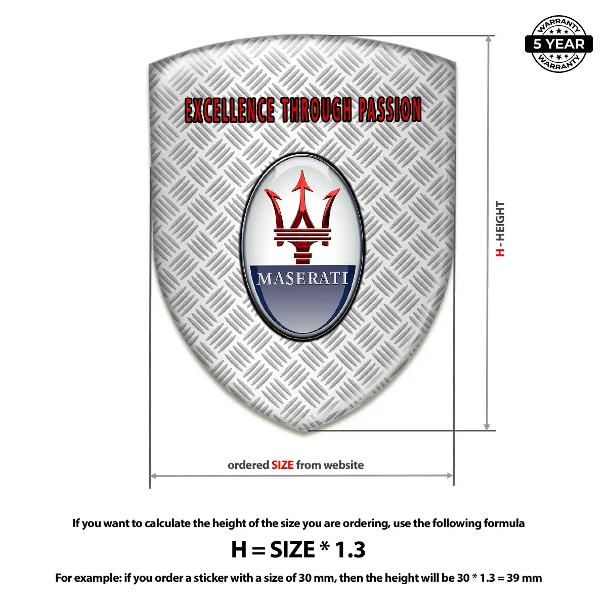 Maserati Resin Emblem Sticker Refined Design