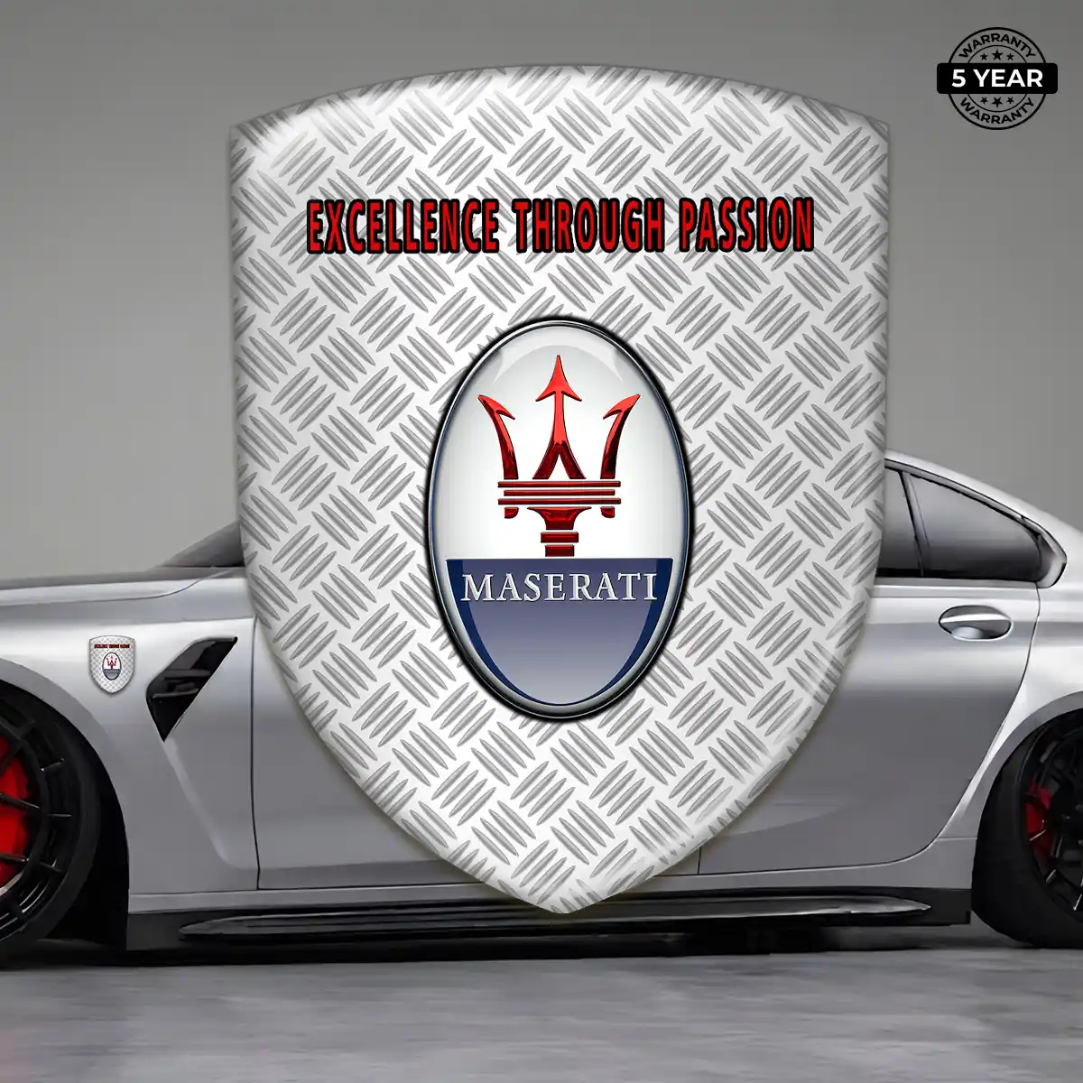 Maserati Resin Emblem Sticker Refined Design