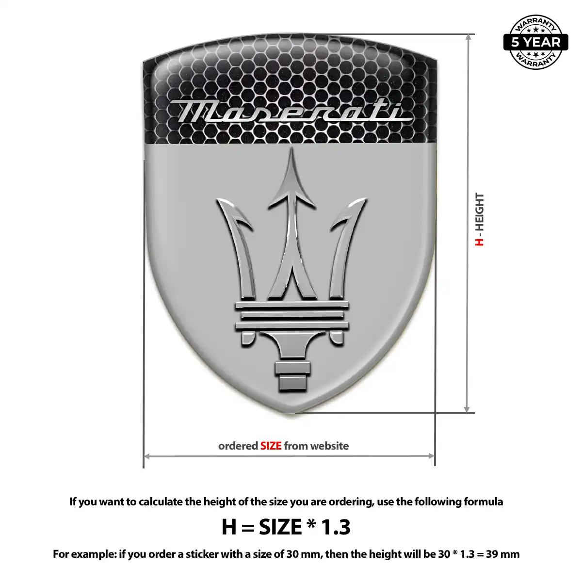 Maserati Resin Emblem Sticker Sleek Style