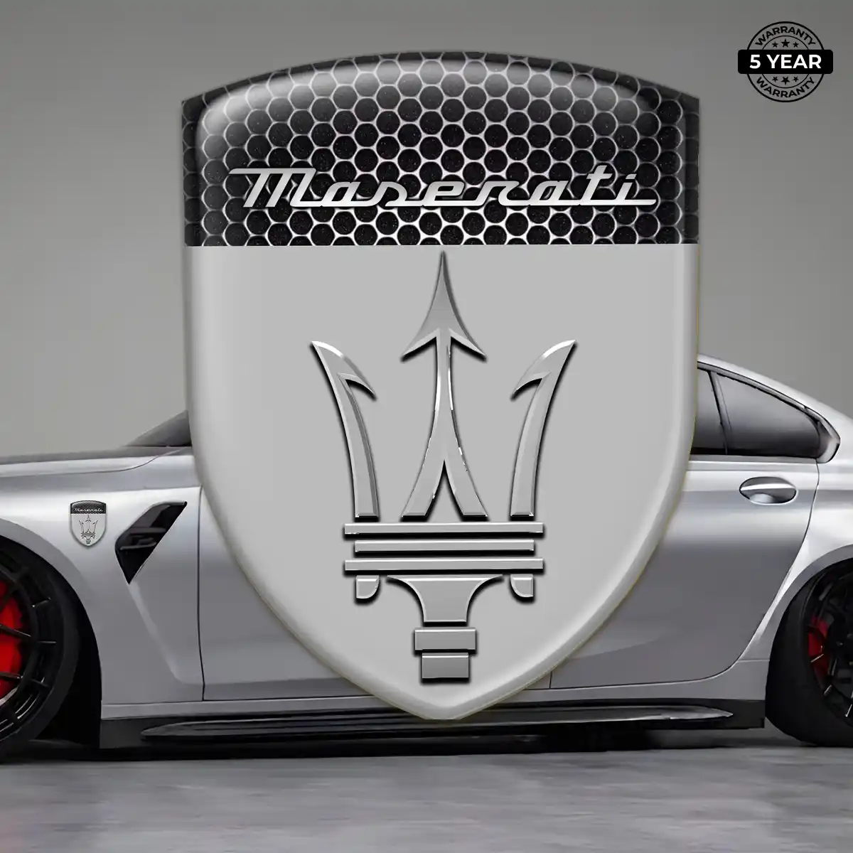 Maserati Resin Emblem Sticker Sleek Style