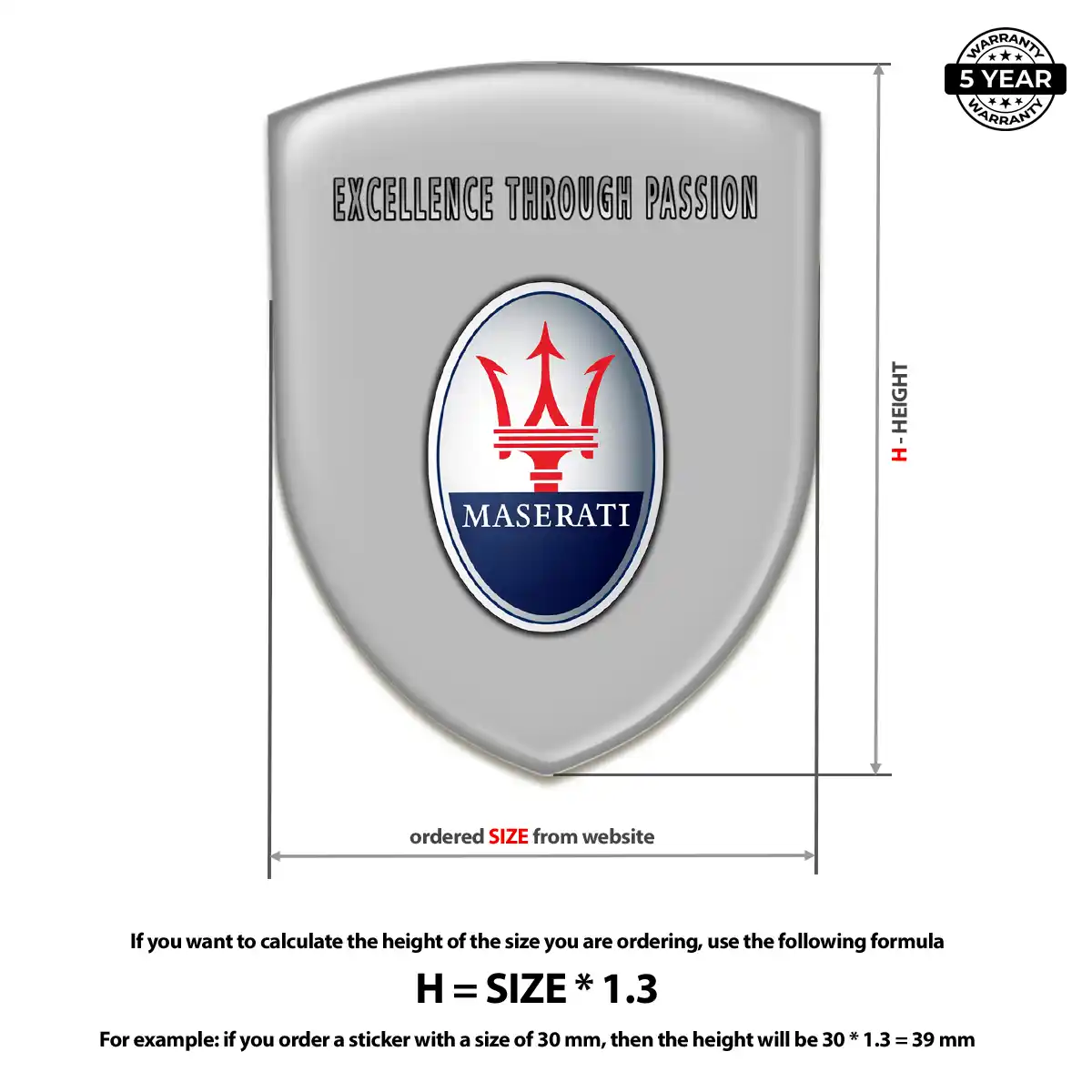 Maserati Resin Emblem Sticker Superior Craft