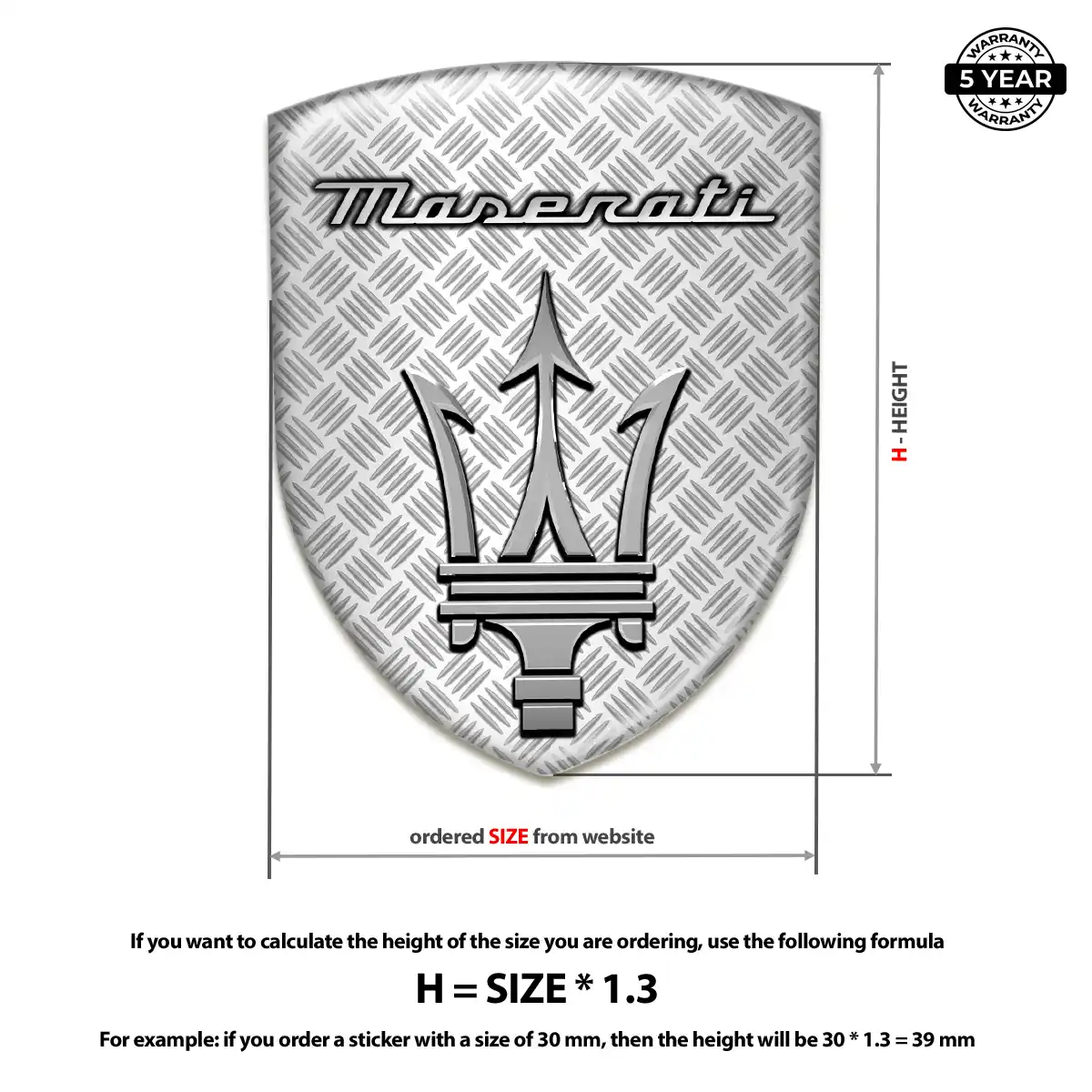 Maserati Self Adhesive Emblem Sticker Elite Finish