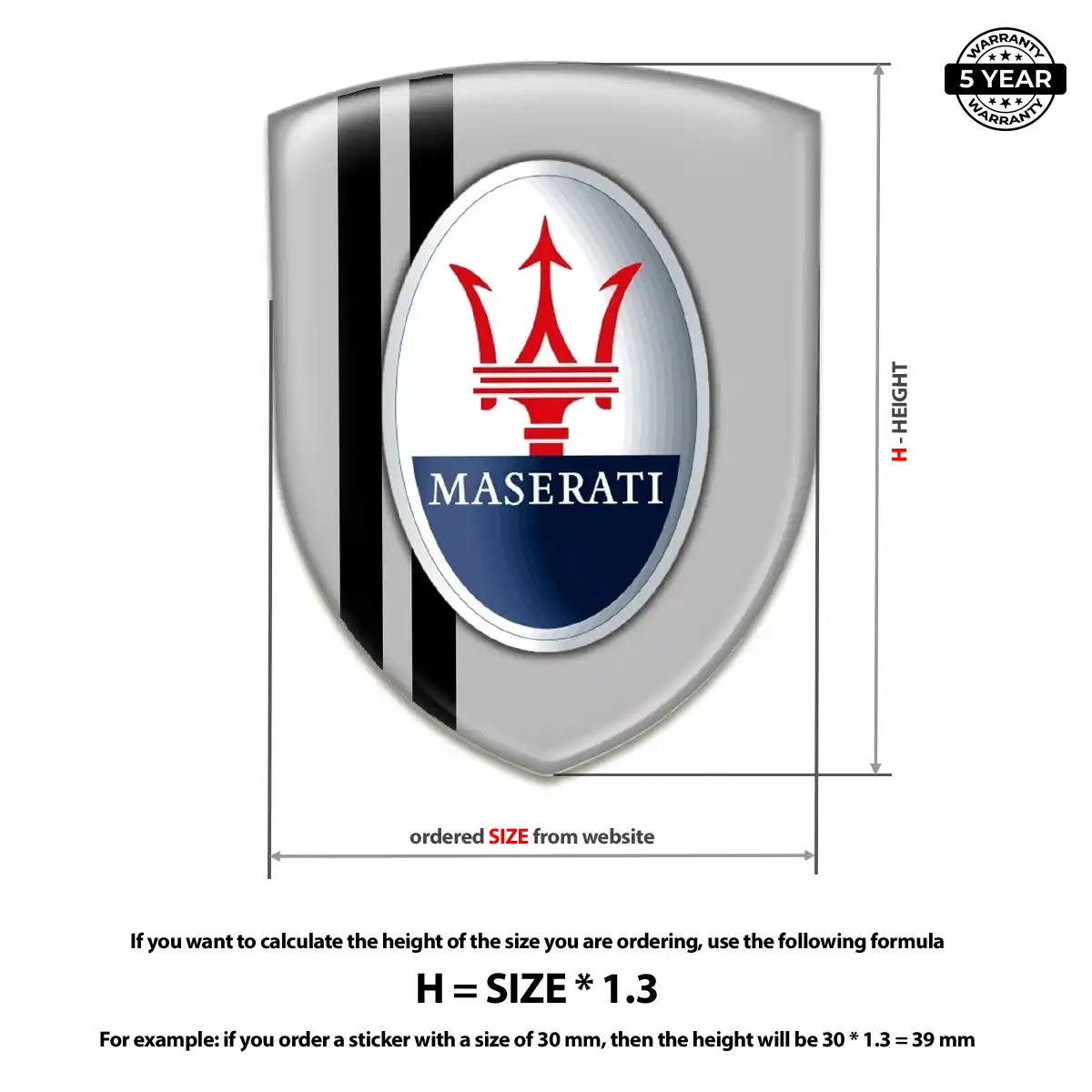 Maserati Self Adhesive Emblem Sticker Refined Design