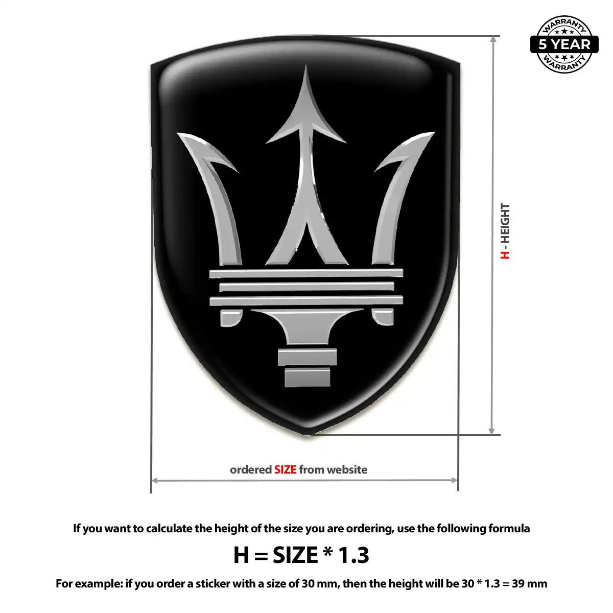 Maserati Self Adhesive Emblem Sticker Sleek Style