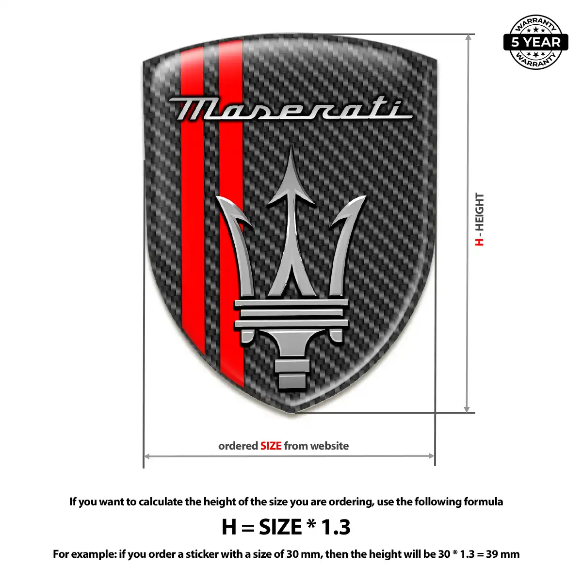 Maserati Self Adhesive Emblem Sticker Superior Craft
