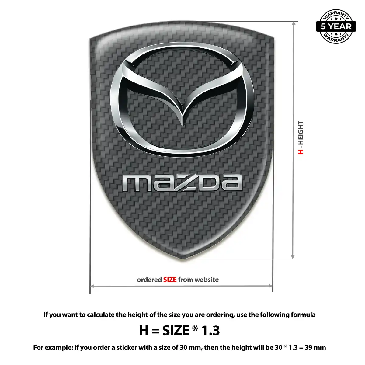 Mazda 3D Resin Sticker Sleek Style