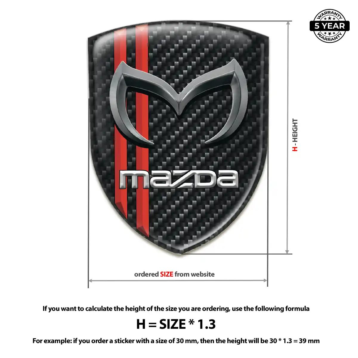 Mazda Domed Car Sticker Refined Design