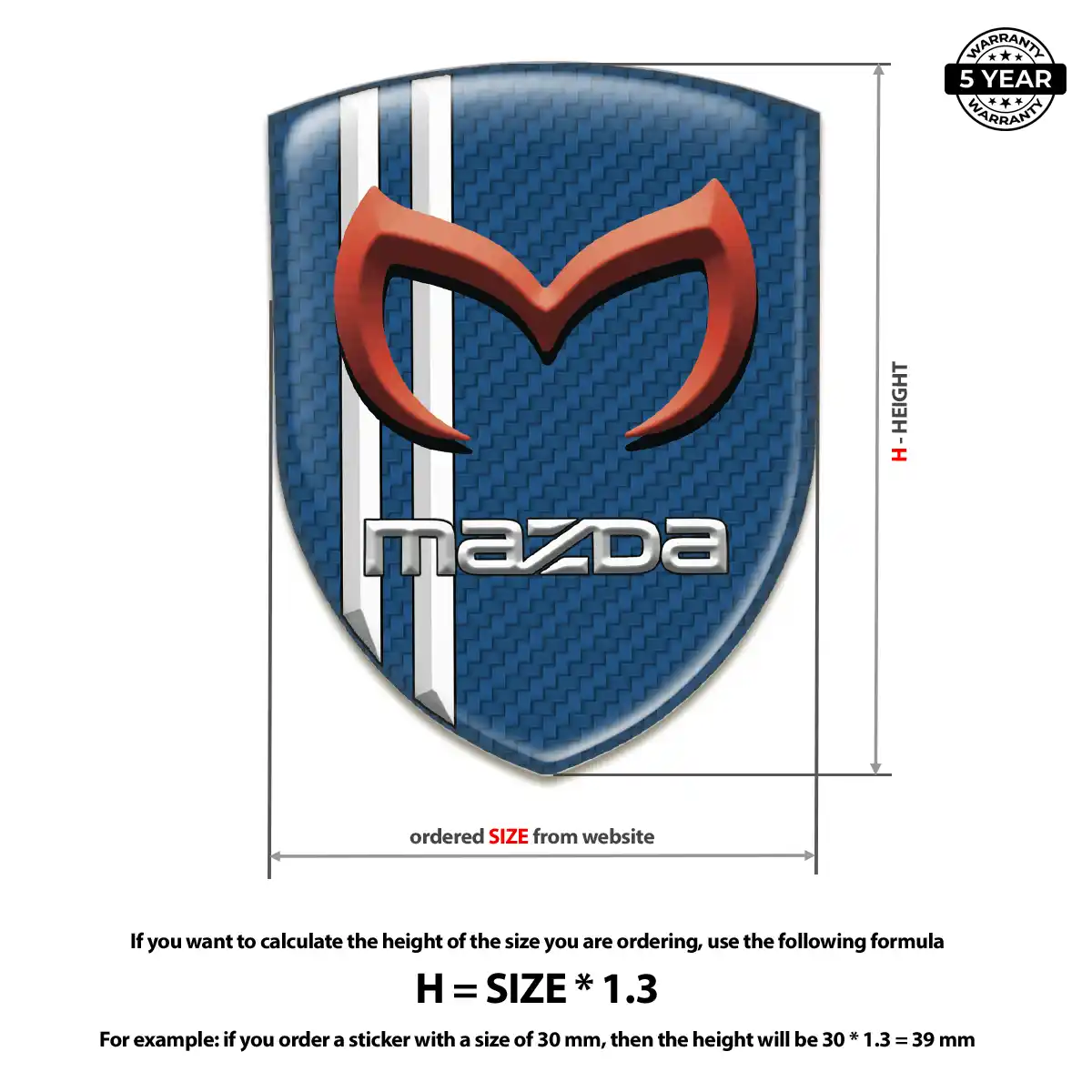 Mazda Epoxy Domed Sticker Sleek Style