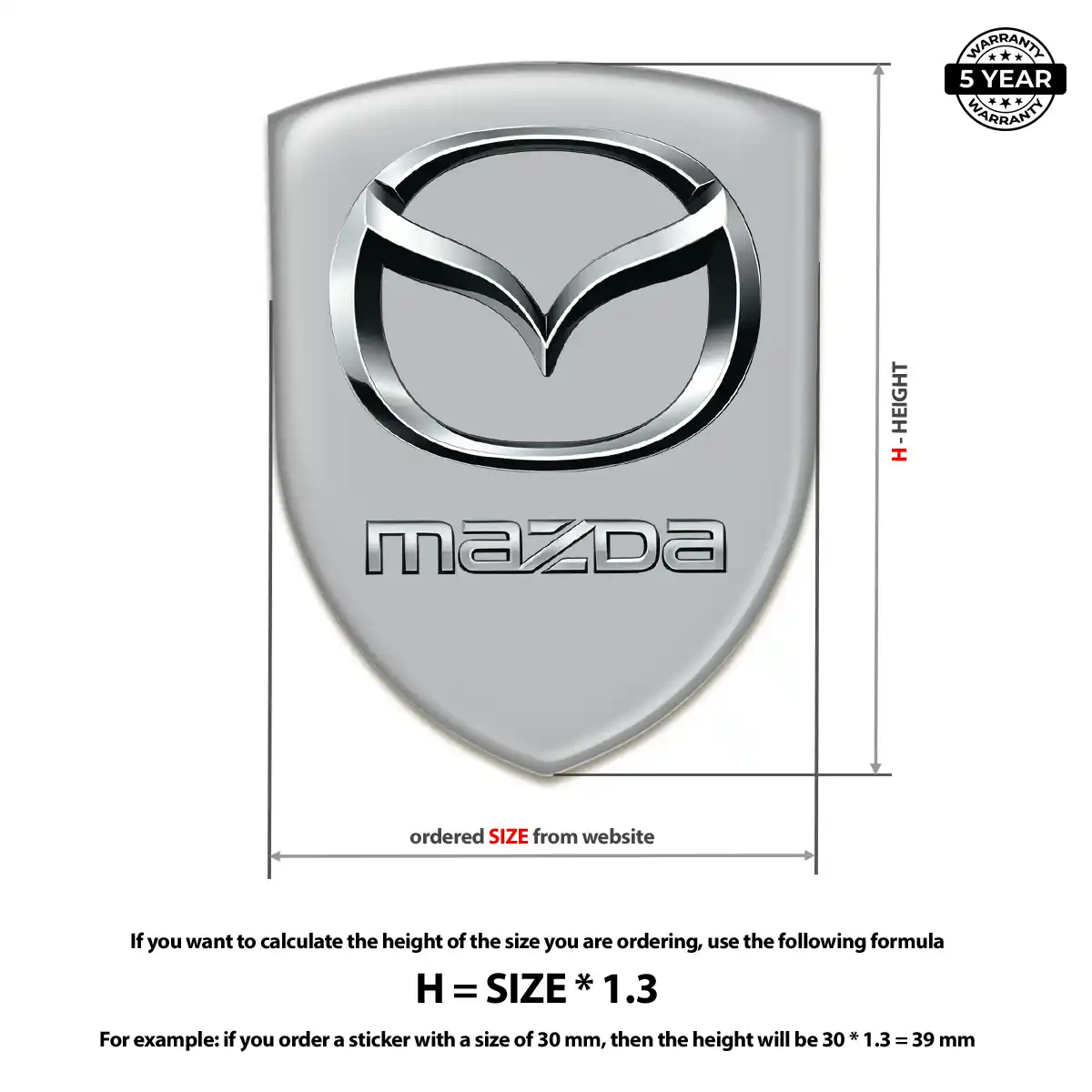 Mazda Polyurethane Domed Sticker Sleek Style