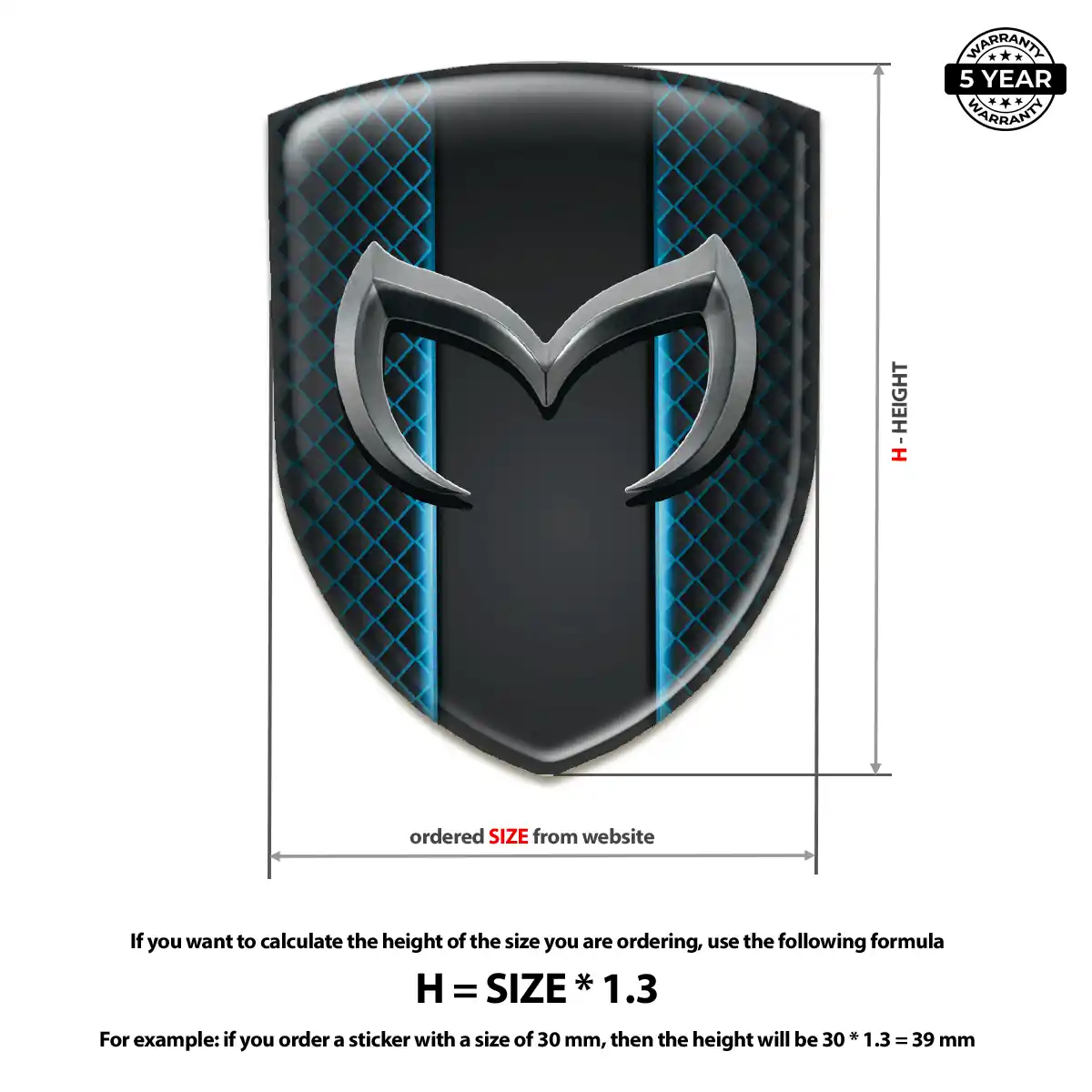 Mazda Resin Domed Sticker Sleek Style