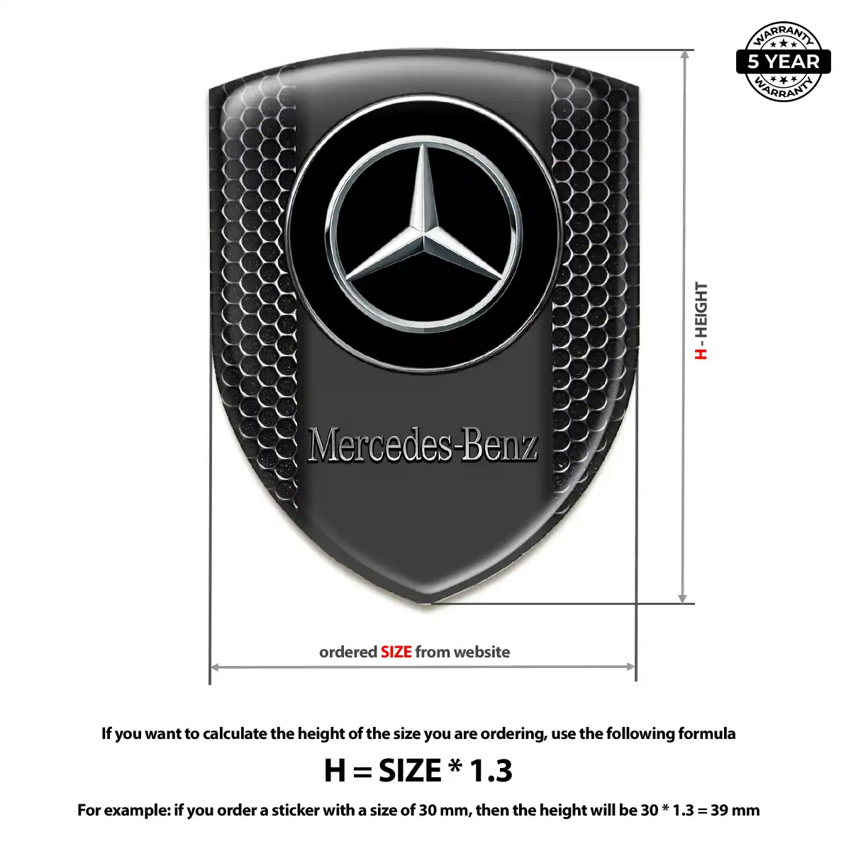 Mercedes 3D Badge Sticker Elite Finish