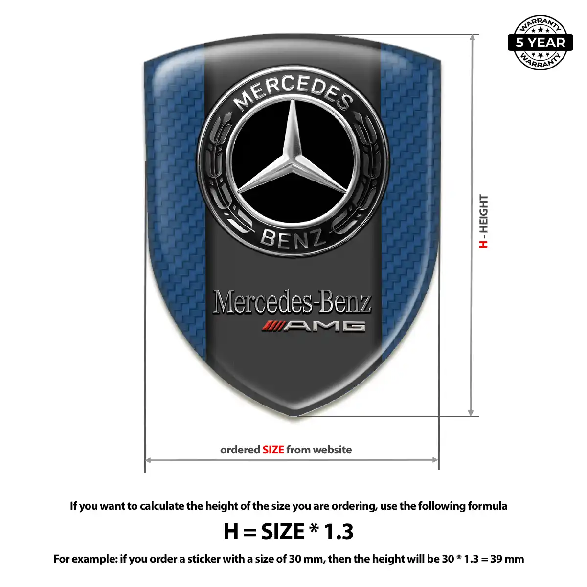 Mercedes 3D Badge Sticker Prime Quality