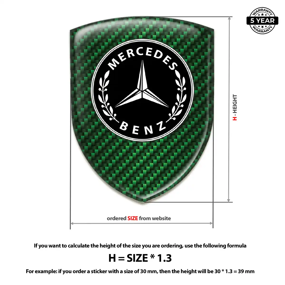 Mercedes 3D Domed Sticker Prime Quality