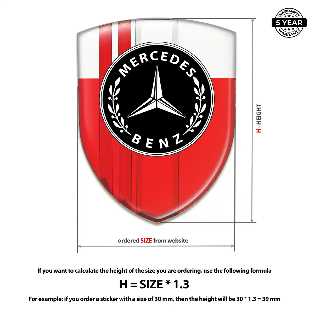 Mercedes 3D Domed Sticker Refined Design