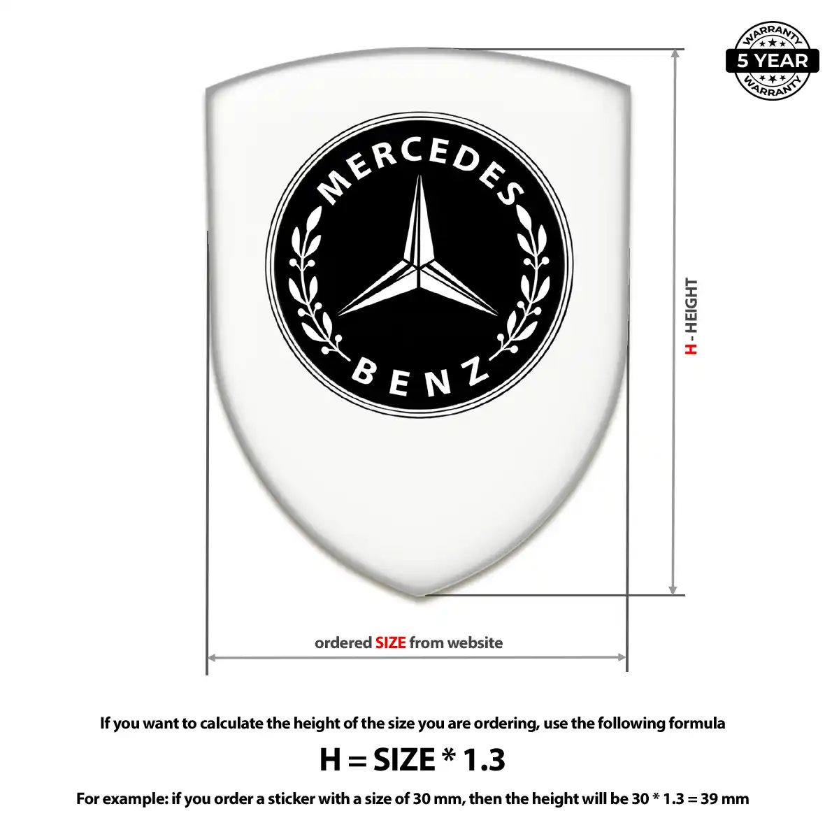 Mercedes 3D Domed Sticker Signature Grade