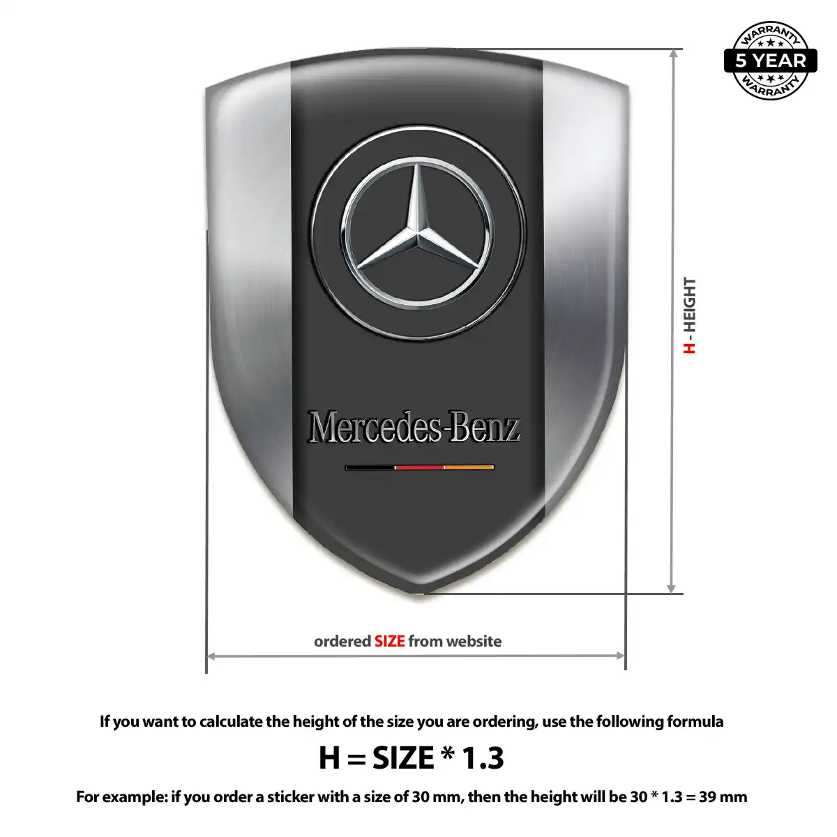 Mercedes 3D Domed Sticker Sleek Style