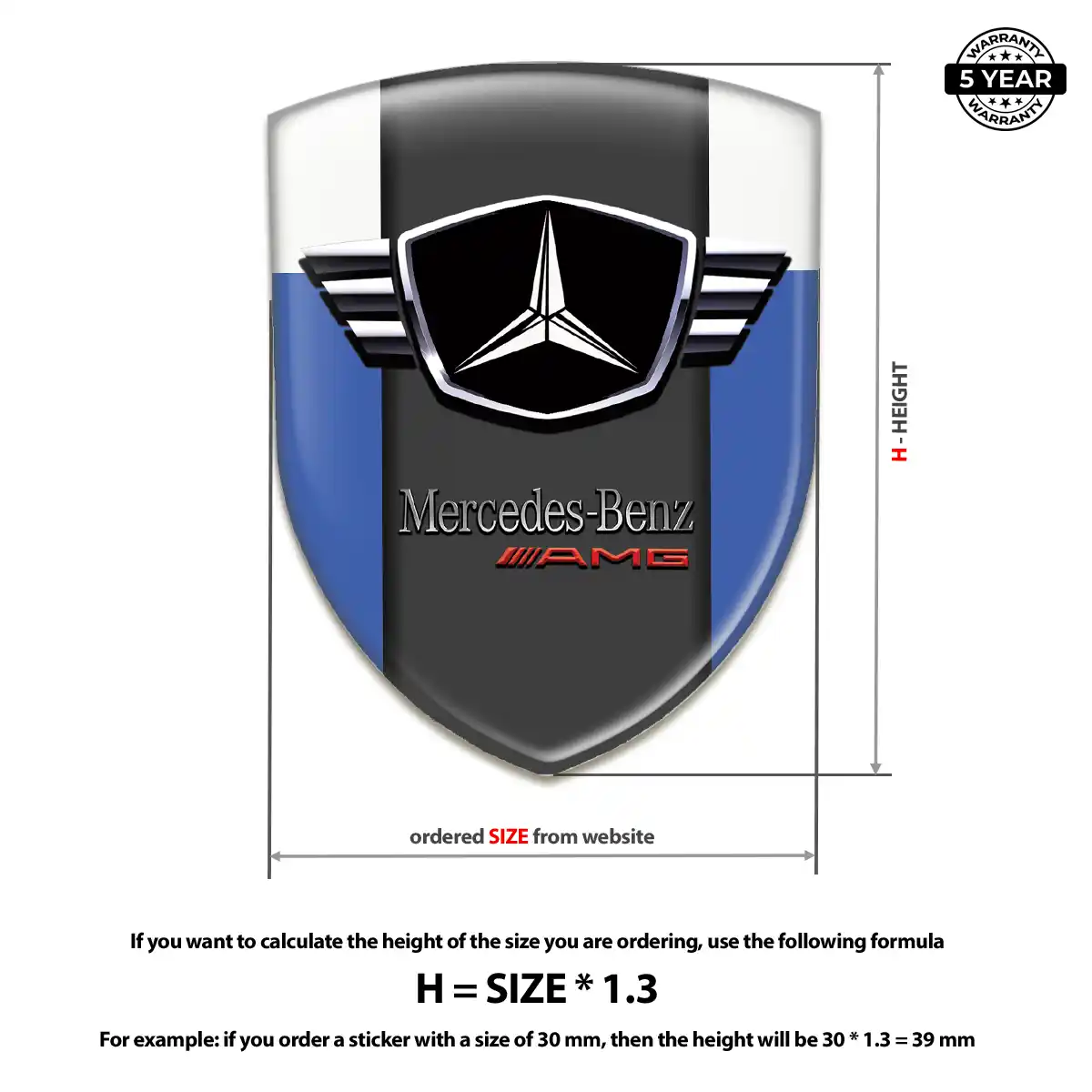 Mercedes 3D Domed Sticker Superior Craft