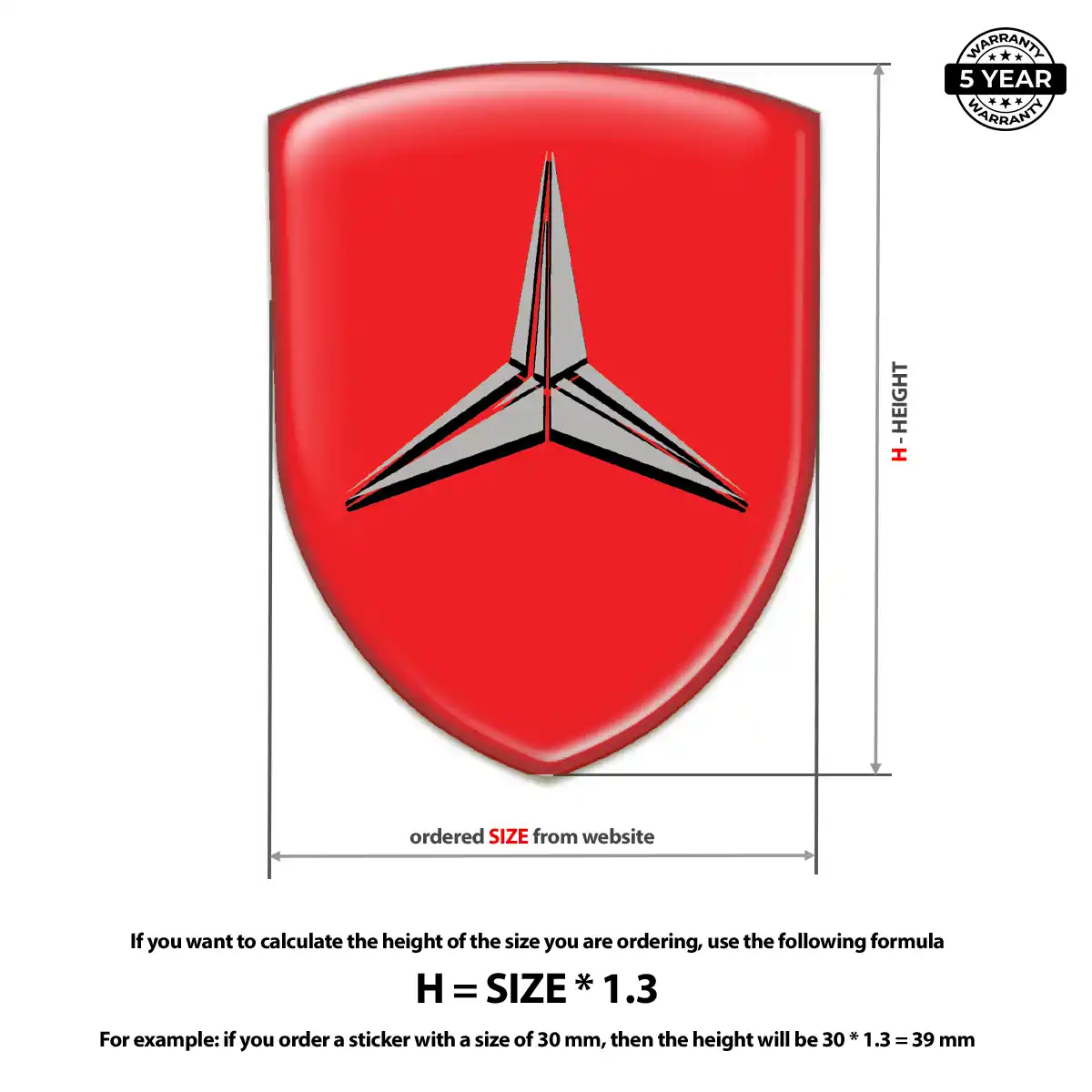 Mercedes 3D Emblem Sticker Prime Quality