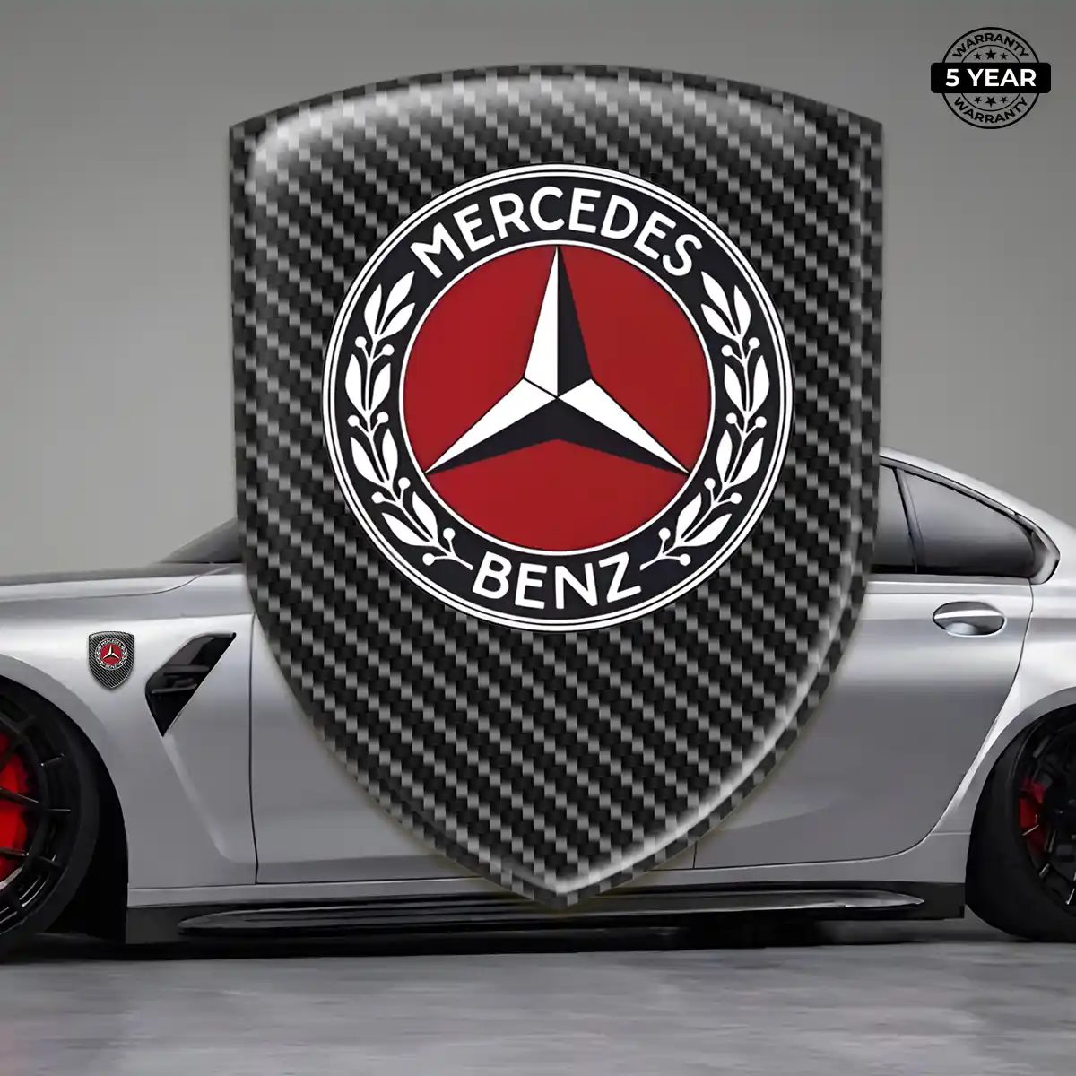 Mercedes 3D Emblem Sticker Refined Design
