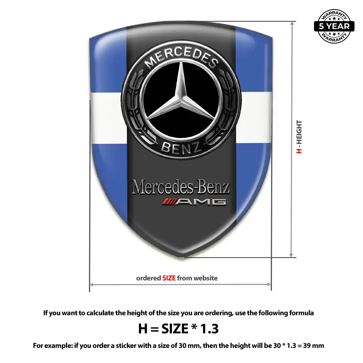 Mercedes 3D Emblem Sticker Signature Grade