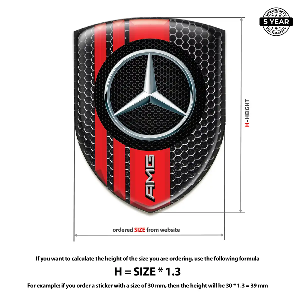 Mercedes 3D Gel Sticker Refined Design