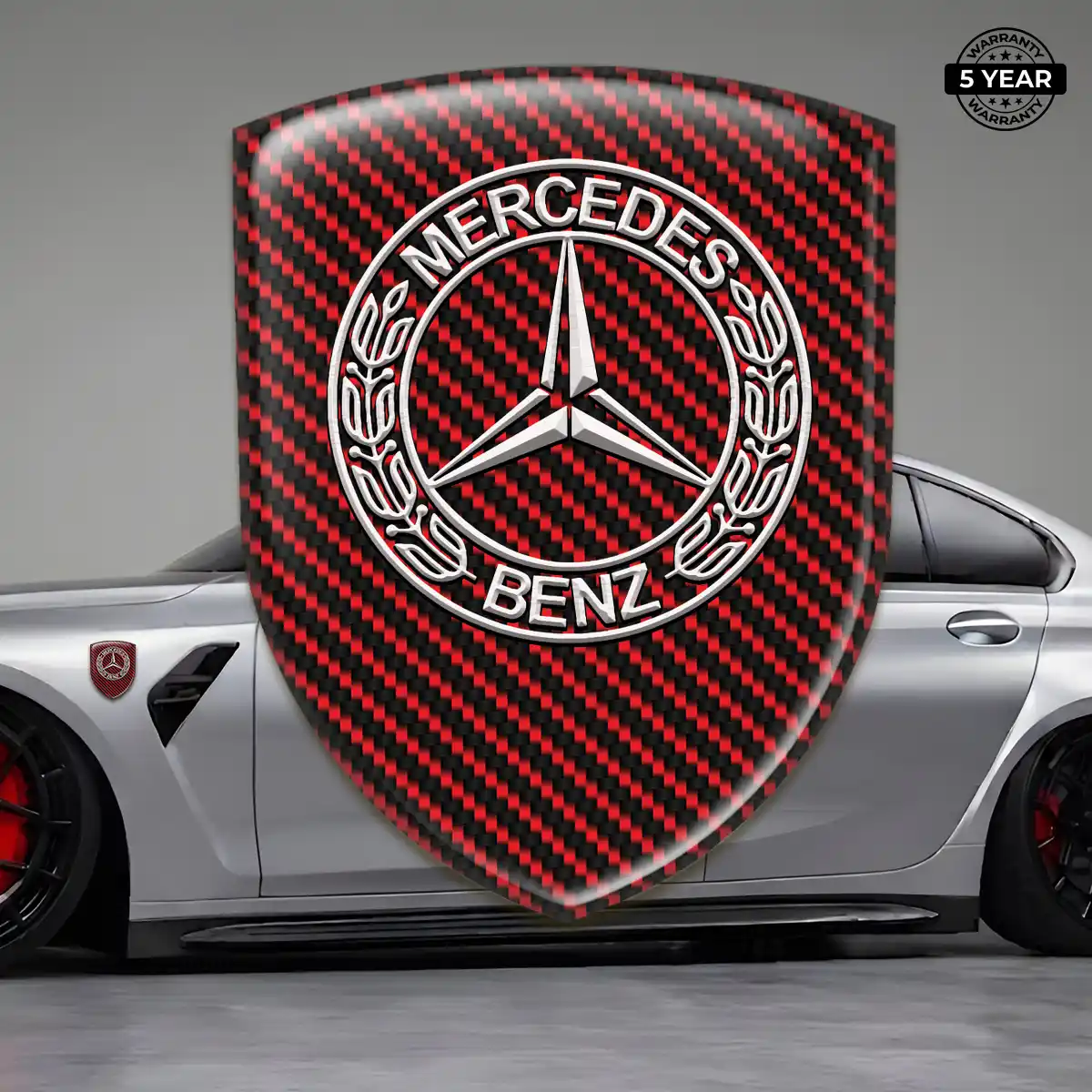 Mercedes 3D Logo Sticker Sleek Style