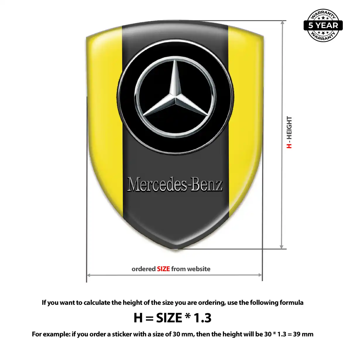 Mercedes 3D Resin Sticker Prime Quality