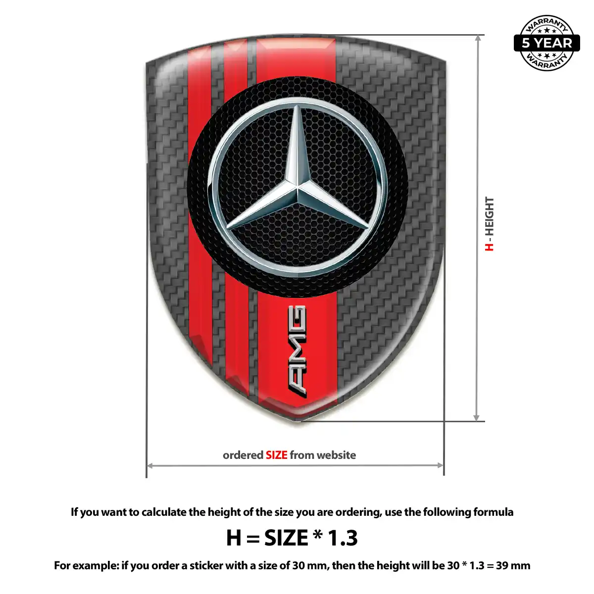Mercedes 3D Resin Sticker Sleek Style