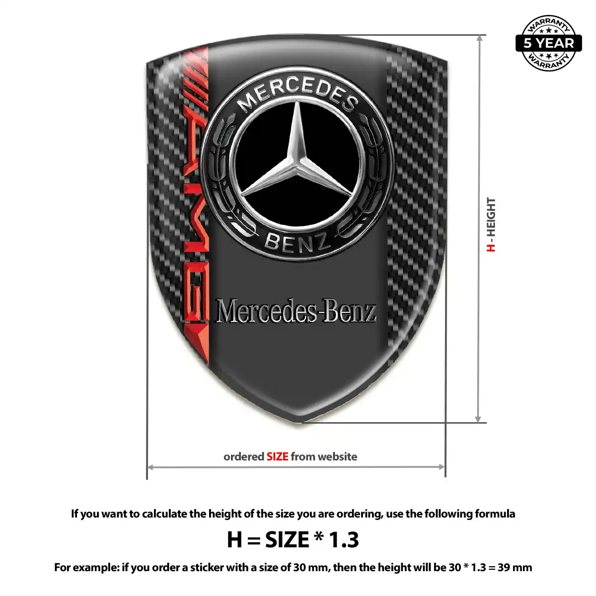 Mercedes 3D Resin Sticker Superior Craft