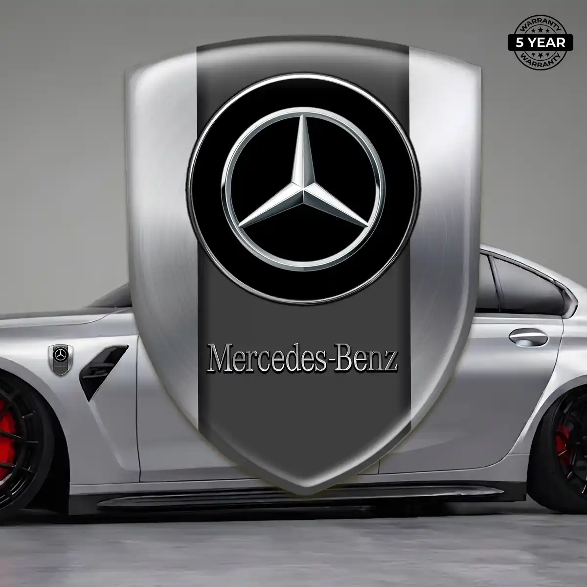 Mercedes Automotive Emblem Sticker Sleek Style