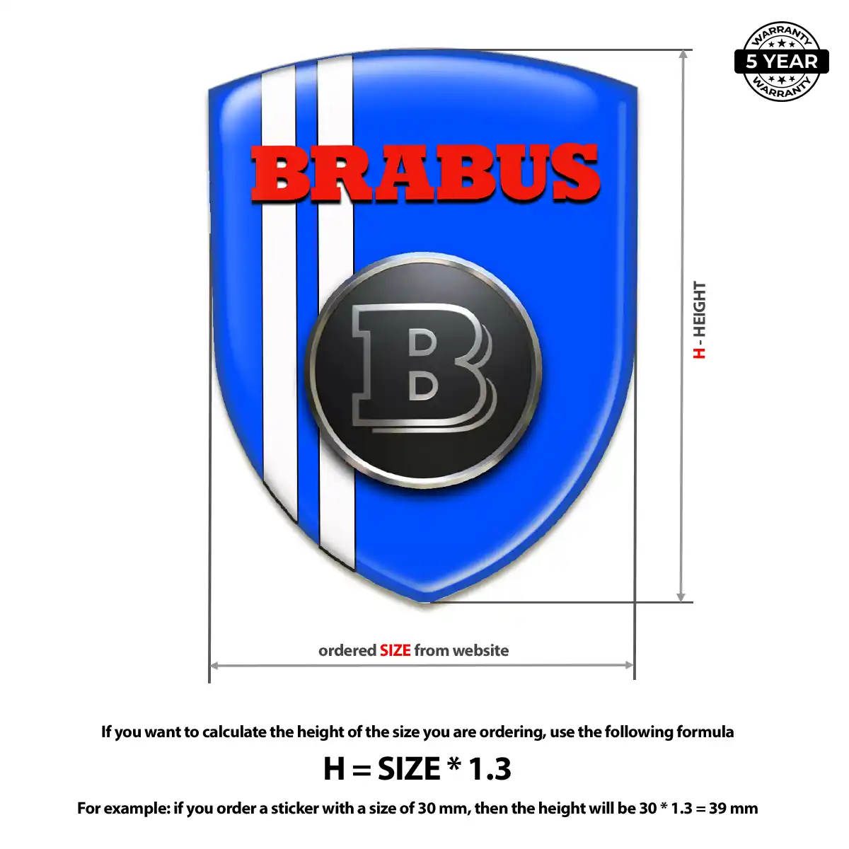 Mercedes Brabus 3D Domed Sticker Refined Design