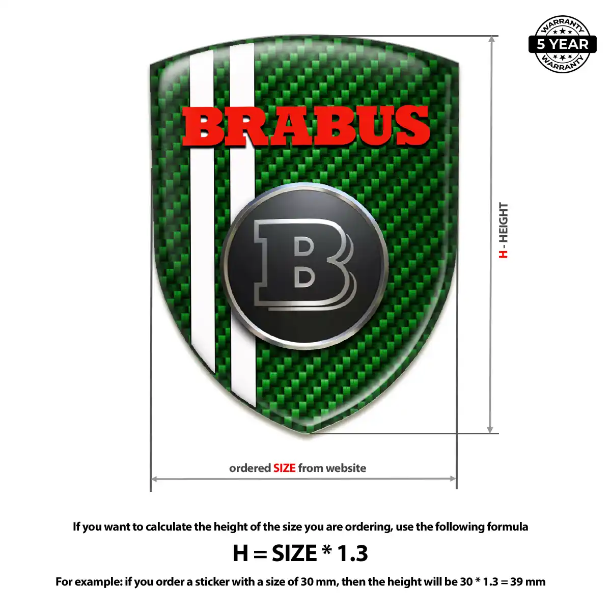 Mercedes Brabus 3D Domed Sticker Sleek Style