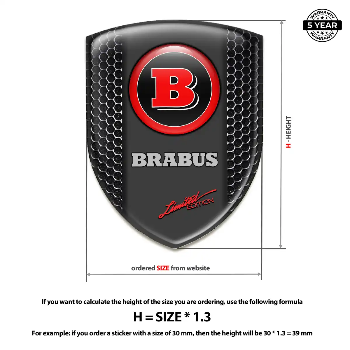 Mercedes Brabus 3D Emblem Sticker Refined Design