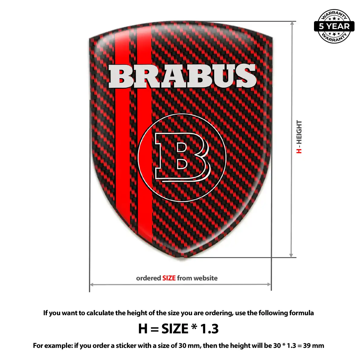 Mercedes Brabus 3D Gel Sticker Refined Design