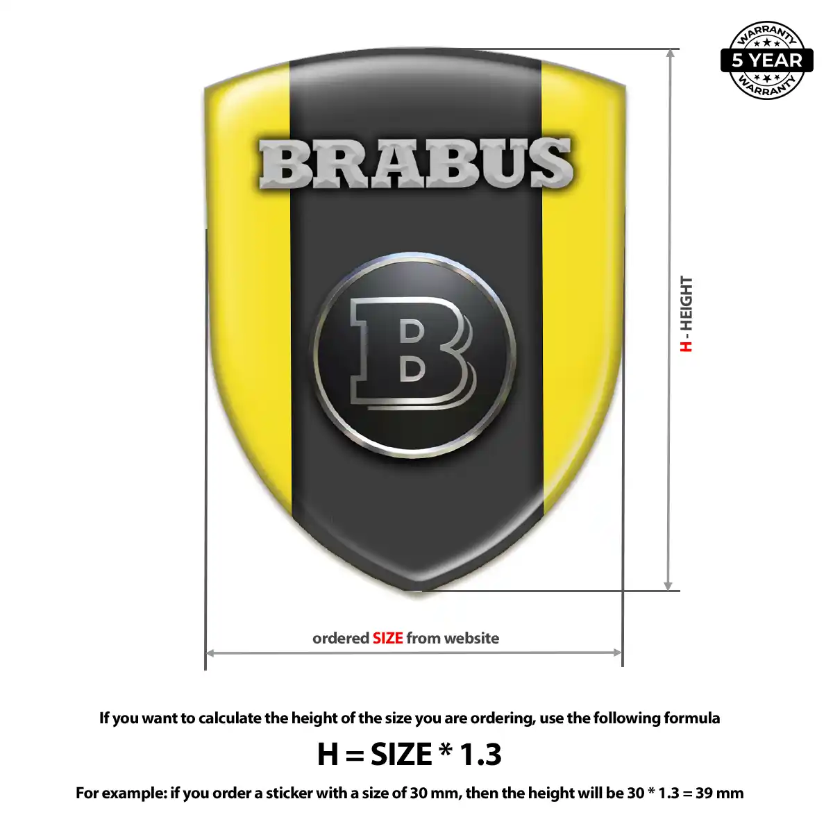 Mercedes Brabus 3D Logo Sticker Refined Design