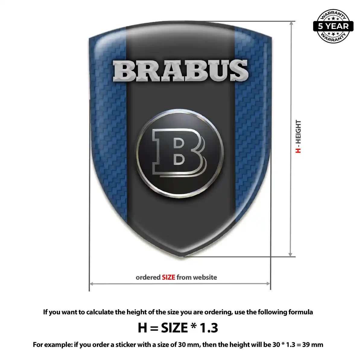 Mercedes Brabus 3D Logo Sticker Sleek Style