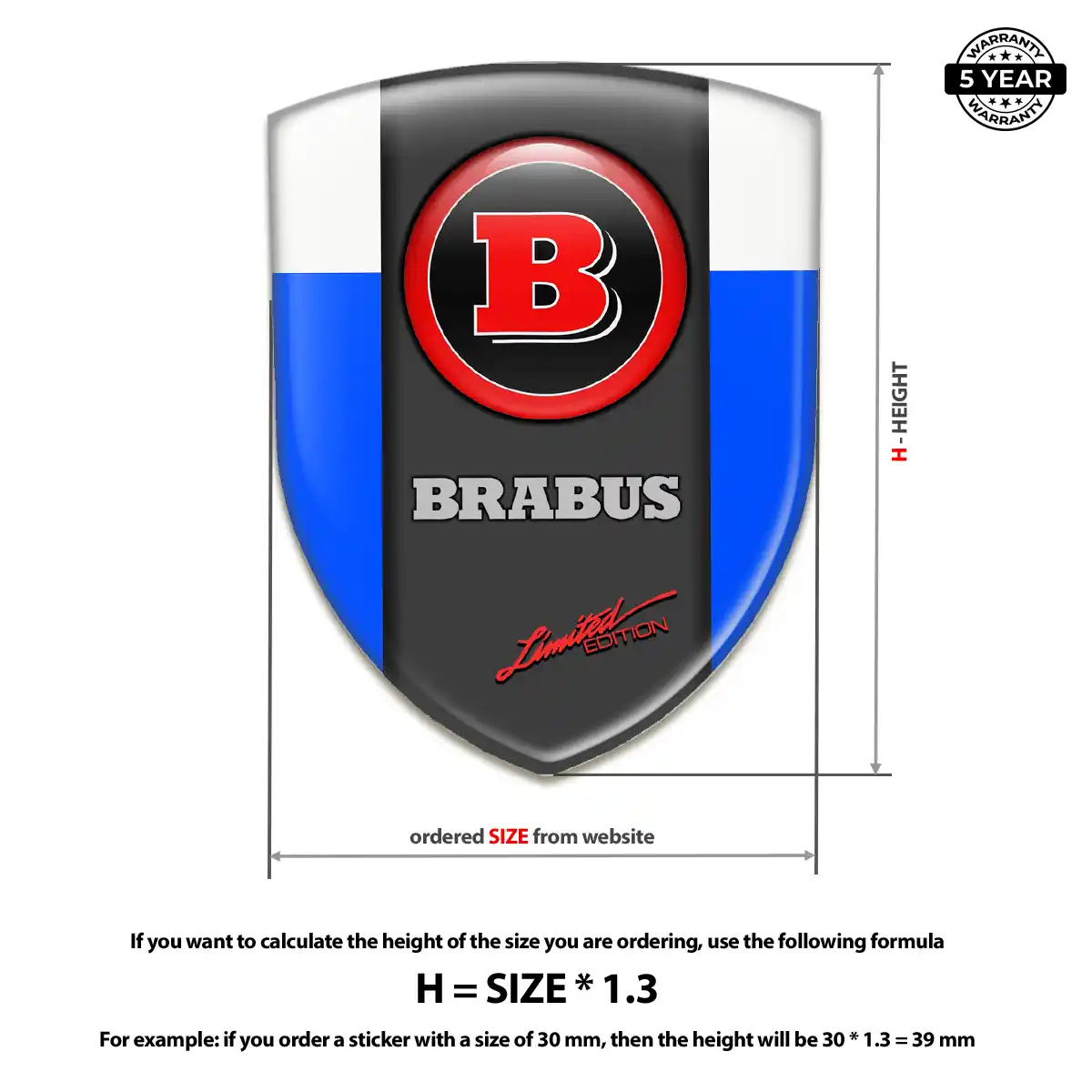 Mercedes Brabus 3D Resin Sticker Refined Design