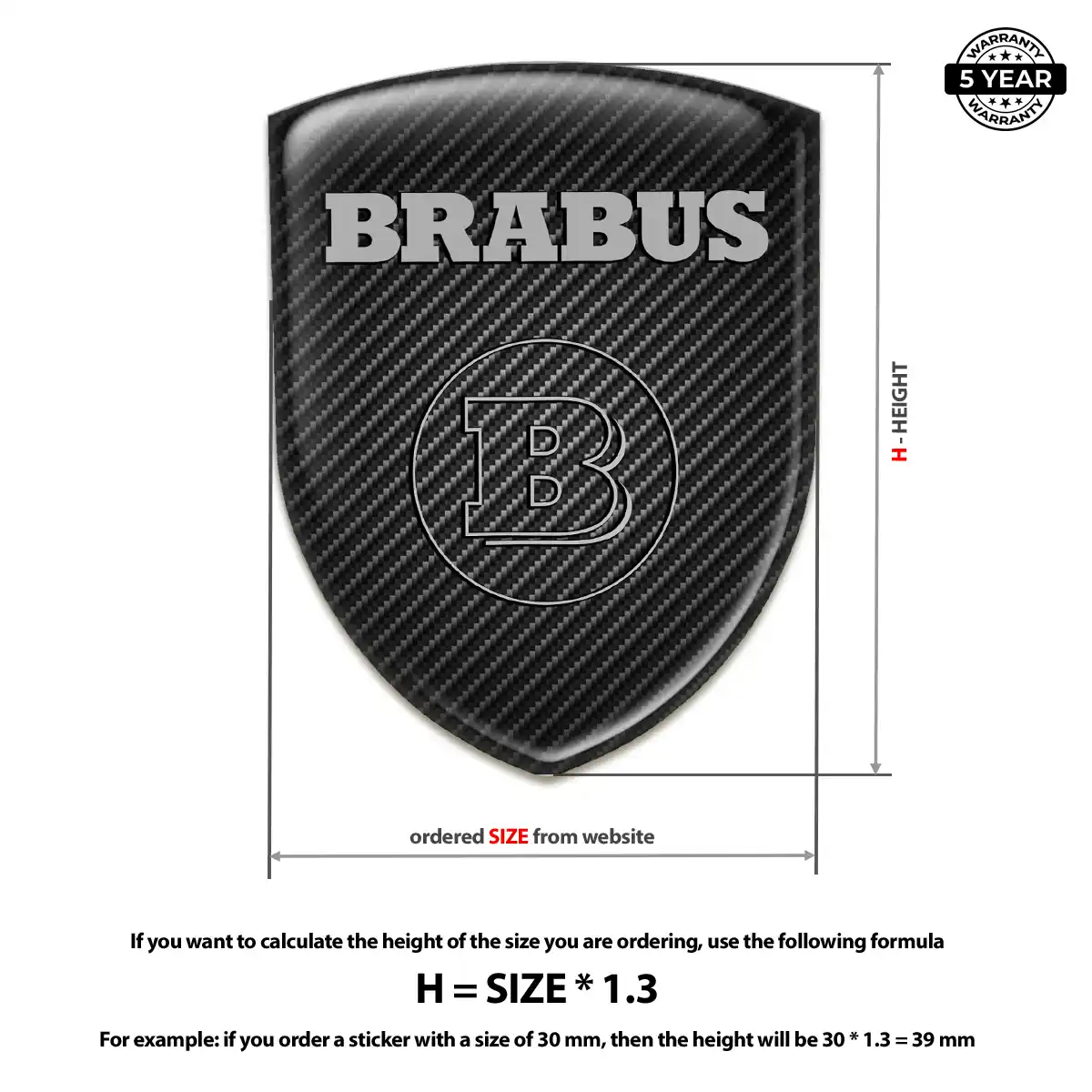 Mercedes Brabus 3D Resin Sticker Sleek Style