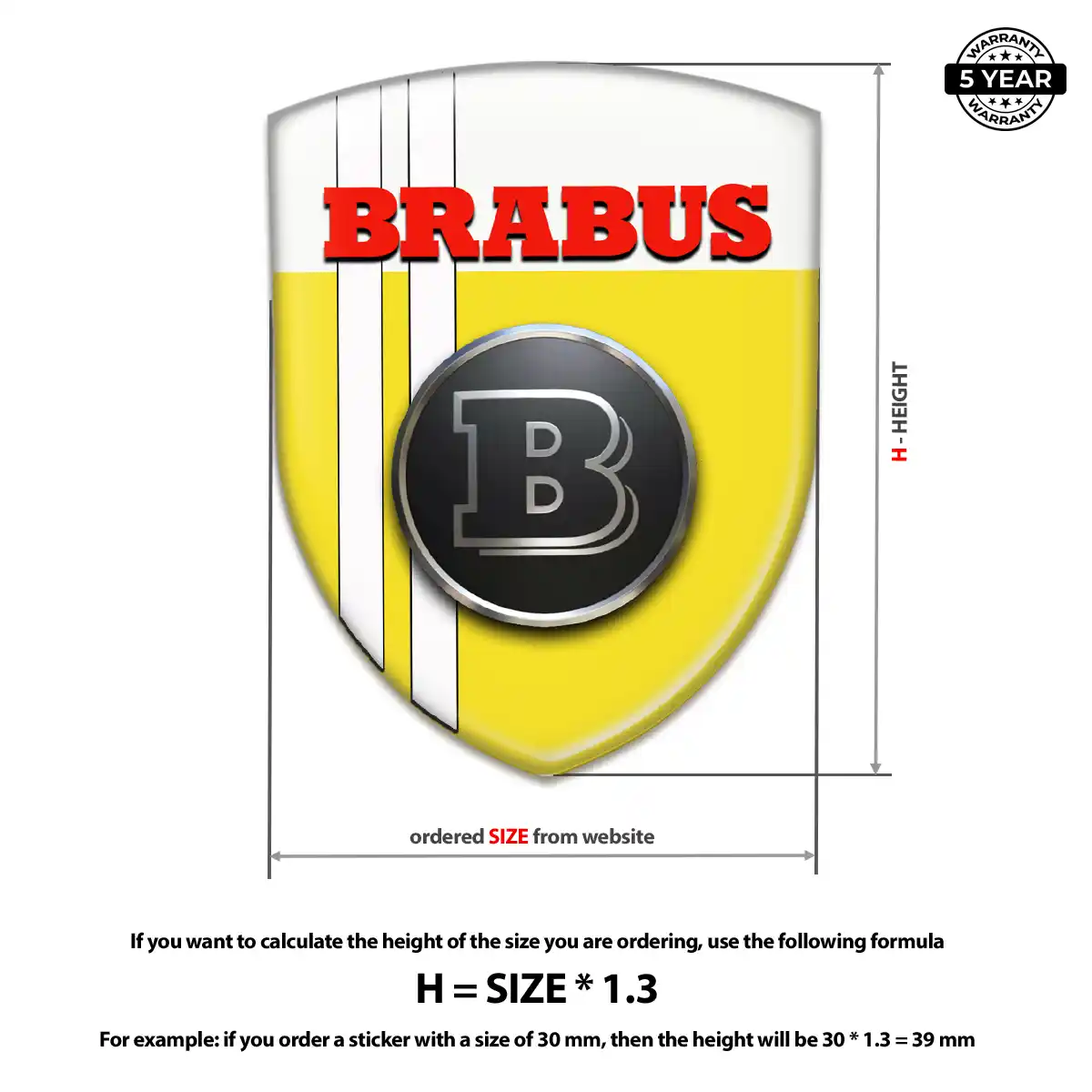 Mercedes Brabus Car Badge Sticker Refined Design