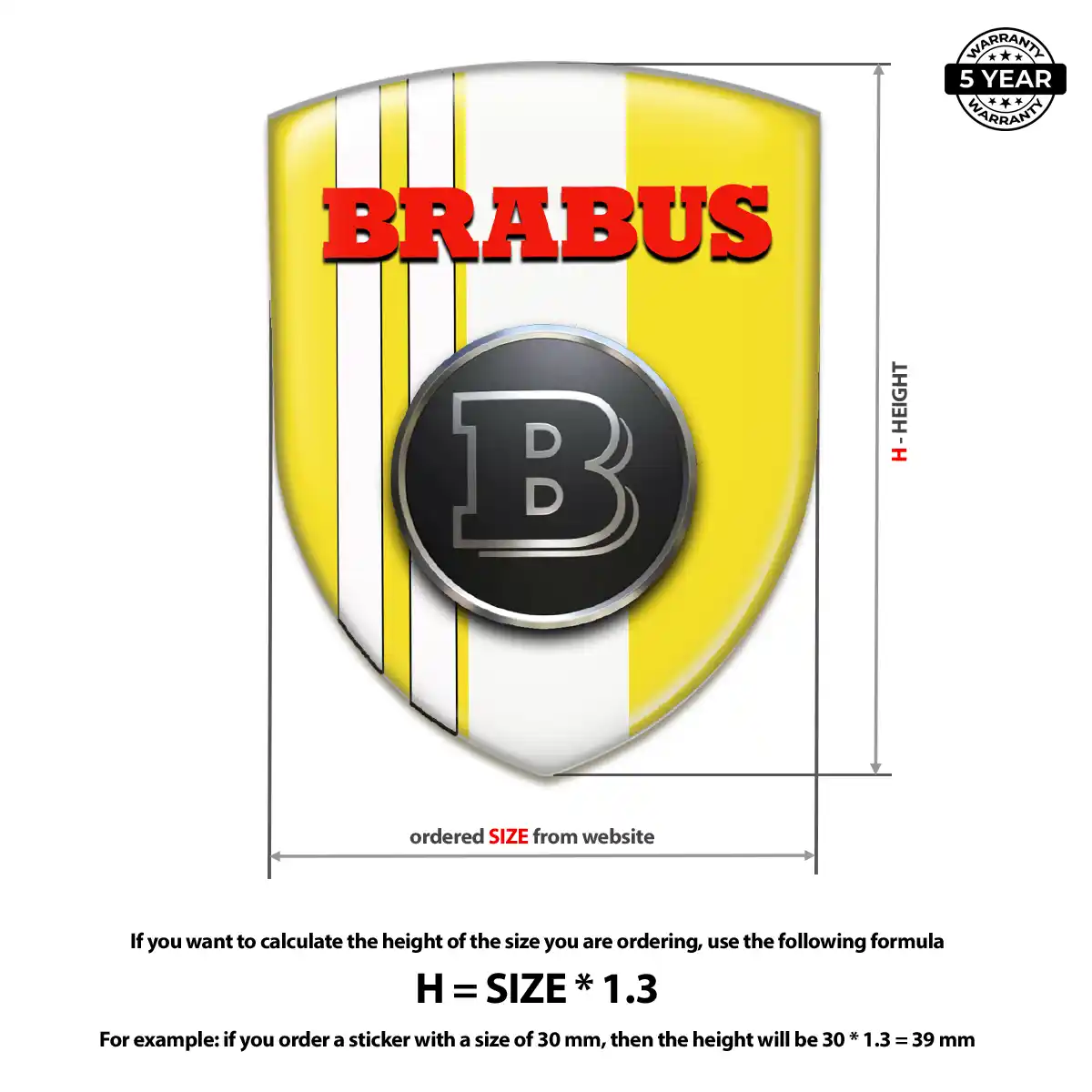 Mercedes Brabus Domed Car Sticker Refined Design