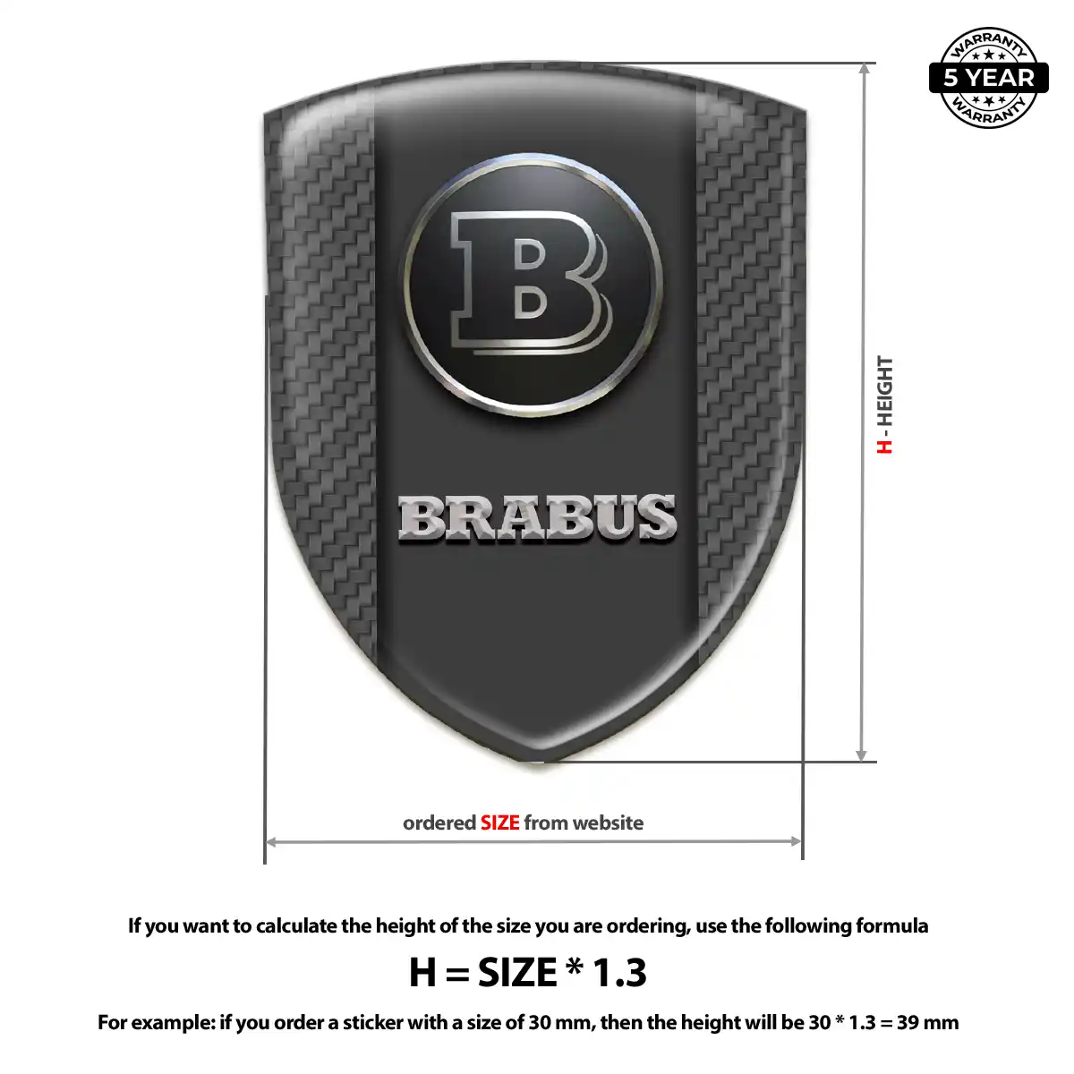 Mercedes Brabus Domed Logo Decal Sleek Style