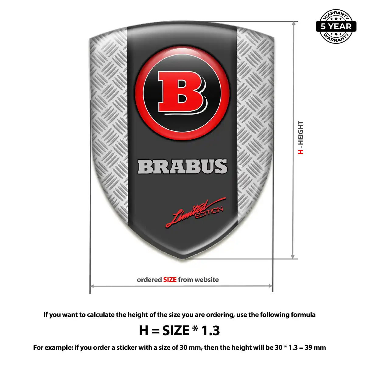 Mercedes Brabus Emblem Domed Badge Refined Design