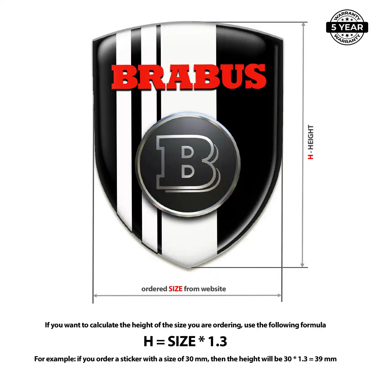 Mercedes Brabus Epoxy Domed Sticker Refined Design