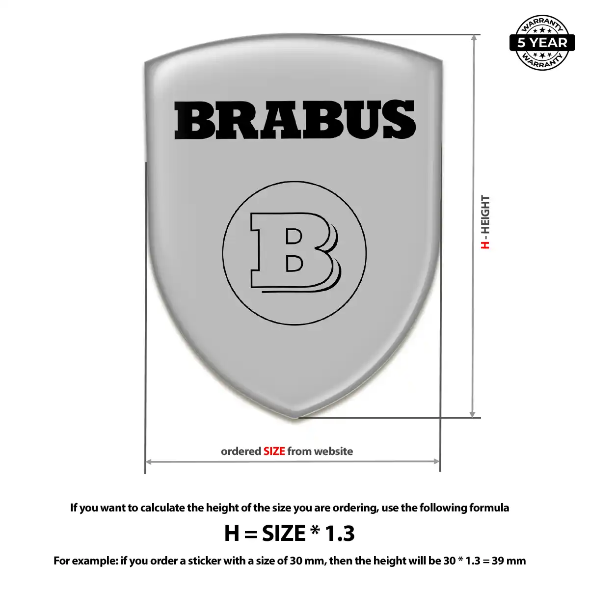 Mercedes Brabus Epoxy Domed Sticker Sleek Style