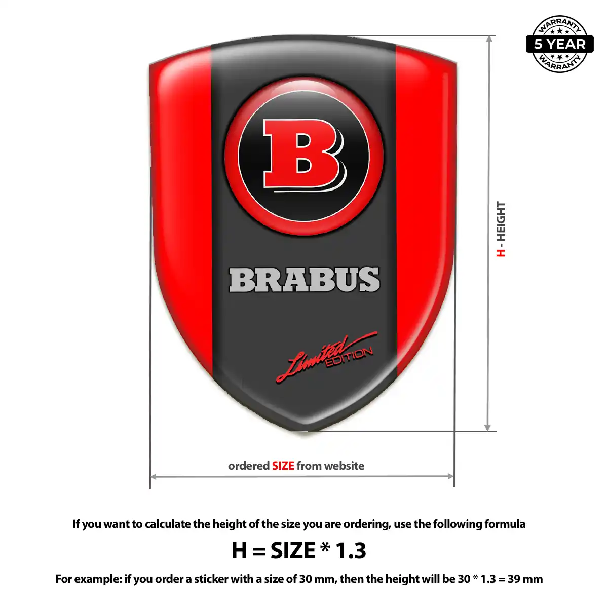 Mercedes Brabus Polyurethane Domed Sticker Sleek Style